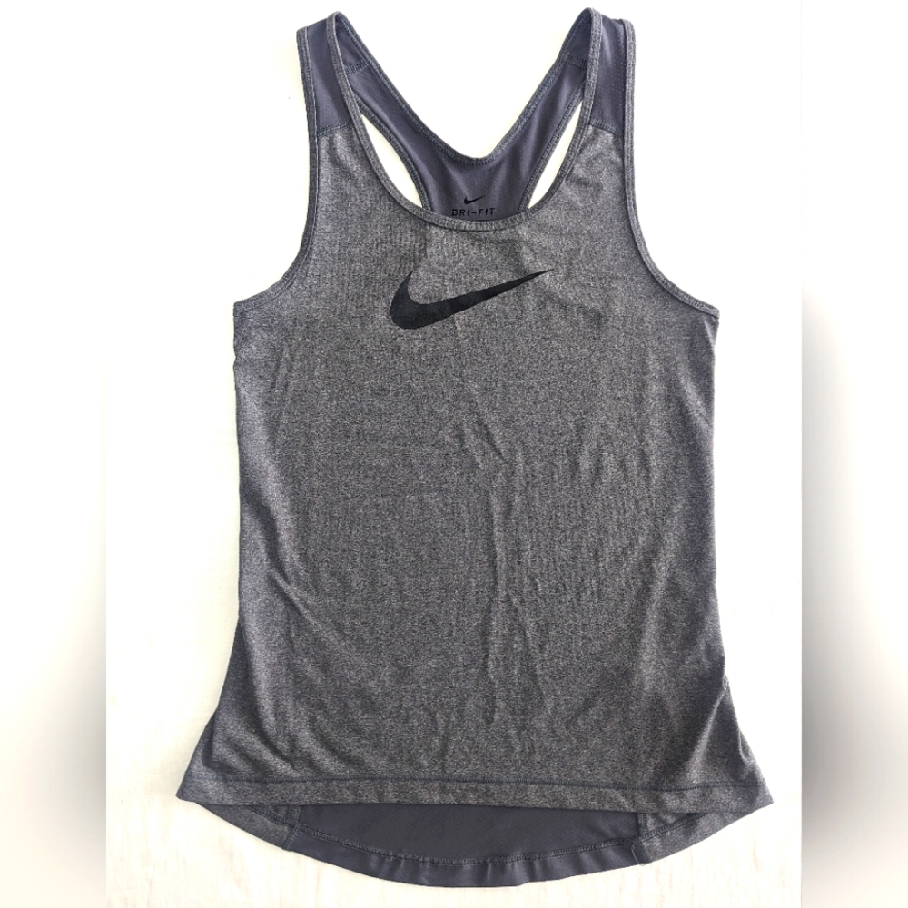 Nike Dri-Fit Women's Training Tank Top Gray Stretch Mesh Back SMALL